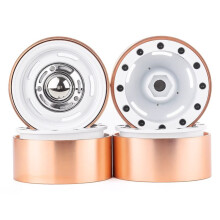 1.9'' Beadlock Metallfälg Nav Klättringsdäck 56.5x27.5mm Adapter 12mm för 1/10 RC Bil Krypande Tillbehör Vit