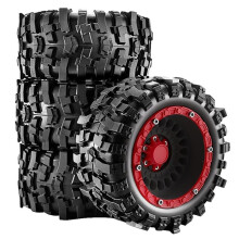 4st Off-Road Däck Hjul för 1/14 1/16 för Summit E-Revo Arrma Kraton 3S för MJX för Uppgradering Svart-Röd