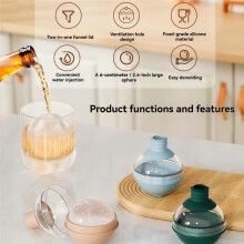 4PCS Ice Molds for Whiskey & Cocktails with Funnel Lid for Drinks Wine Silicone Round Ice Maker for Freezer A