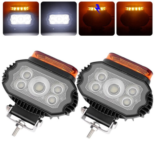 2pcs LED Strobe Work Light Bar Amber/White for     Trucks Forklifts 12V/24V Emergency Beacon 1
