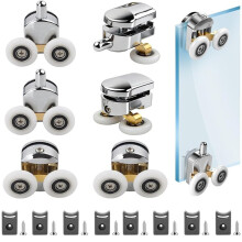 8Pcs 25mm Shower Door Rollers for Curved Doors, Shower Door Wheels, Sliding Glass Door Wheels Fits 4-6mm Glass