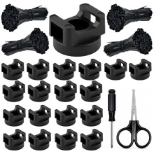 Magnetic Zip Tie Mounts,24Pack Magnetic Cable Tie Mount with 200 Zip Ties, Rotating No-Drill Cable Management Organizer