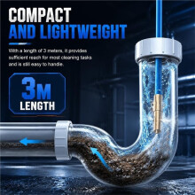 High Pressure Pipe Cleaner,3 Meters Pipe Cleaning Hose Tap Drain Cleaner Hose, Pressure Washer Hose,for M22 M24 1/2 Inch