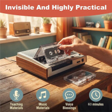 3 Pack Blank Cassette Tapes 60 Minutes Clear Audio Recording Tape for Music, Voice, Lectures, Archiving