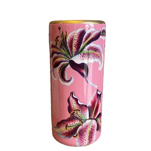 Pink Lilies Ceramic Umbrella/Walking Stick Stand/Large Vase 1