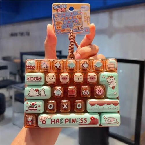 Clavier Pendentif à 26 Touches avec Bouton de Décompression, Design Mignon et Transparent Bicolore 1