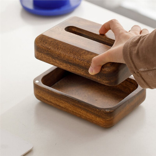 Trä Vävnadslåda med Avtagbart Lock för Modern Minimalistisk Inredning 1