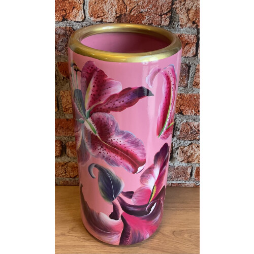 Pink Lilies Ceramic Umbrella/Walking Stick Stand/Large Vase 2