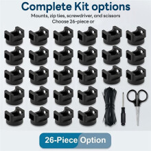 Magnetic Zip Tie Mounts,24Pack Magnetic Cable Tie Mount with 200 Zip Ties, Rotating No-Drill Cable Management Organizer