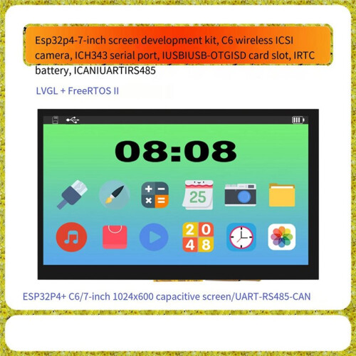 7.0-Inch Display ESP32-P4 Development Board IPS Screen 1024x600 Resolution IPS Capacitive Touchscreen WIFI 1