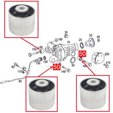 3 St. Monteringssats för Främre Differentialisolering för - W166 W164 1643330014 1643331314