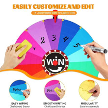 24-Inch Prize Wheel, Ajustable 39"-63"Height Spin Doodle Game Spinner,Storable Prize Wheel Spinner with Stand