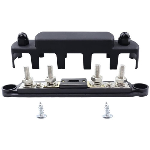 Stromverteilerblock mit Abdeckung für Boot/Auto/Wohnmobil/Yacht, 4 X M8-Anschlüsse, Max. 48 V, 300 A