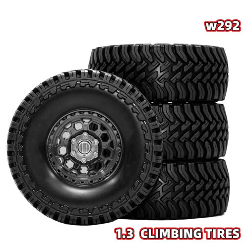 Rodas de Metal Beadlock de 1,3 Polegadas com Contrapeso e Pneus de Borracha, Pneus para Carros RC Crawler SCX24, TRX4M e 1/24, Cor Prata 2