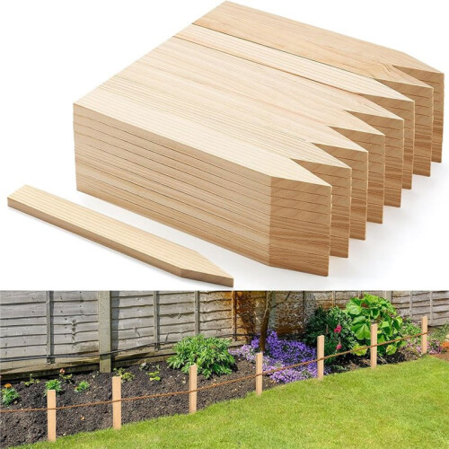 Conjunto de 20 Estacas de Madeira para Jardim, 29 cm (11,4 Polegadas), para Demarcação e Topografia, Suporte de Plantas e Limites de Terreno 1