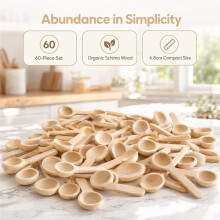 Pack of 60 Wooden Spoons, Small Salt Spoons, Wood Honey Spoons, Jam 6.8 cm Spice Spoon, for Ice Cream Scoop
