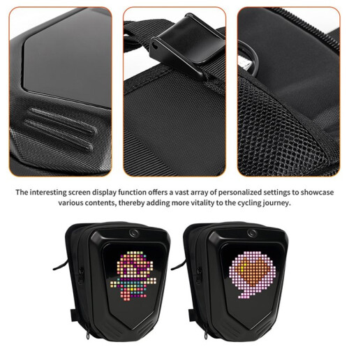 LED Handlebar Bag for Bicycles/Electric Scooters with Custom Pattern Feature (Waterproof Storage Bag)