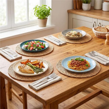 Runde, Geflochtene Platzsets, 8er-Pack, Rund, Geflochten, Handgefertigt, für Esstisch und Küche (30 cm)
