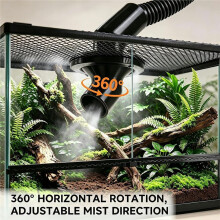 Terrarium Fogger Adapter for Reptile Humidifier, Fits 0.8/1.0/1.2in Hoses, No-Drill Mesh Mount, 360 Nozzle