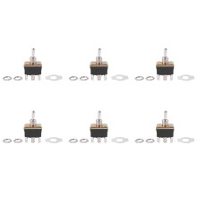 6X AC 250V/10A 125V/15A DPDT 3 Position /OFF/ 6 Pins Toggle Black+Silver