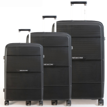 SUPER SOLU Lot de 3 valises en plastique PP ultra-légères, 20/24/28 pouces, roues 360 degrés et serrure TSA, Noir