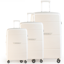 SUPER SOLU Lot de 3 valises en PP ultra-légères, 20/24/28 pouces, avec serrure TSA et roues 360 Blanc
