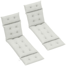 Set of Two 190 x 56cm Sun Lounger Cushions - Light Grey