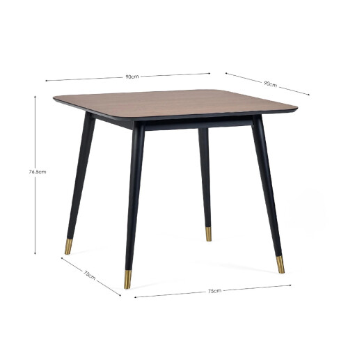 Findlay Square Dining Table - Walnut & Black 2