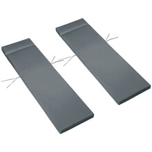 Set of 2 Sun Lounger Cushions, Replacement Cushions for Rattan Furniture with Ties, 196 x 55 cm, Cushion ONLY, Dark Grey