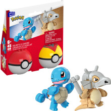 Ensemble de jouets de construction MEGA Pokémon Squirtle & Cubone avec 45 pièces, 2 personnages articulés, 2 pouces