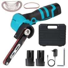 Mini Ponceuse à Bande Électrique 300W, Sans Fil 16.8V, 10000 tr/min, avec 2 Batteries et 15 Bandes