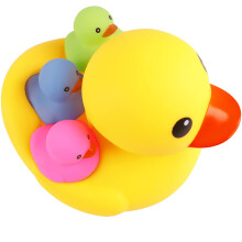 Bad Eend Speelgoed 4Pcs Familie Rubber Ducky Drijvend & Piepend Baby Peuters Badkuip Speelgoed (Kleurrijk)