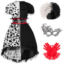 Costume da Dalmata per Ragazze, Set Vestito a Pois per Halloween e Feste-M