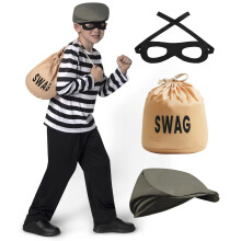 Costume da Ladro per Bambini, Maglietta a Righe e Pantaloni, Costume Unisex per Halloween