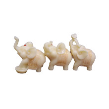 We pay your sales tax Feng Shui Set of 3 Elephant Statues Wealth Lucky Figurines Home Decor Housewarming Congratulatory Gift (Yellow Jade)