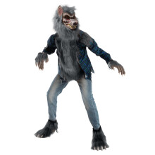 Costume da Lupo Mannaro per Bambini Spooktacular Creations, Maschera e Pelo Grigio, Dress Up Halloween