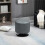 360 Swivel Foot Stool Round PU Ottoman with Thick Sponge Padding and Solid Steel Base, Grey 4