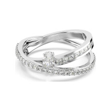 (8#=57mm) Twisted Crisscross Double Band Pear Crystal Silver Stack Ring Dainty Romantic Wedding Proposal Finger Jewelry 5691228