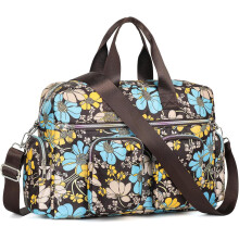 Kono Sac à Main pour Femme à Fleurs, Marron, Imperméable, Grande Capacité, Multi-Poches