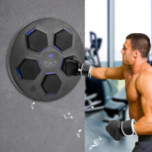 Smart Music Boxing Target, Machine de Boxe Électronique Mural avec Bluetooth, LED, Batterie Rechargeable, Noir avec Gants