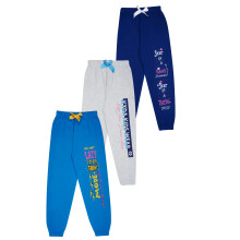 Kyda Kids Regular Fit 100% Girls Cotton Printed Track Pants (Pack Of 3 Gp3A-C6-11-12Yrs Multicolor)