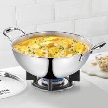 Borosil Cookfresh Tri-Ply Stainless Steel Deep Kadhai | Kadai For Deep Fry | Gas Induction Friendly | Even Heat Distribution | Ss304 Food Grade