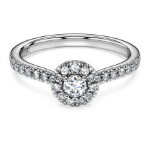 (6#=52mm) Dainty Double Halo Round Crystal Silver Thin Band Ring Sparkly Minimal Bridal Proposal Finger Jewelry SOR0035