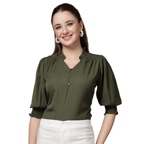Style Quotient Damen-Top in Uni-Olivgrόn, Polymoss