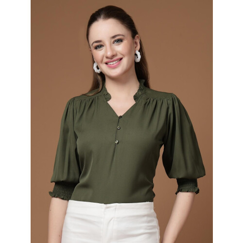 Style Quotient Damen-Top in Uni-Olivgrόn, Polymoss 2
