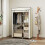 Fabric Wardrobe w/ Shelves Hanging Rail Foldable Wardrobe Cream 3