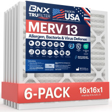 BNX TruFilter 16x16x1 Luftfilter MERV 13 (4er-Pack) Hergestellt in den USA Elektrostatischer Plissierter Klimaanlagenfilter fόr Heizung, Lόftung