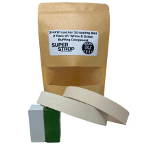 3/4 x 12 Zoll 2er-Pack Leder-Schleif- und Polierriemen mit weiίer und grόner Polierpaste, passend fόr Ken Onion Work Sharp