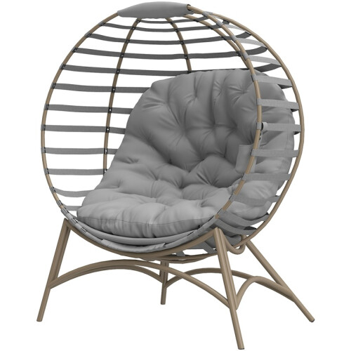 Egg Chair with Cushion & Side Pocket - Light Grey 1