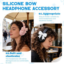 6 Pack Silicone Bow Headphone Accessories, Cute Clip- Bow Decorations for Headphones